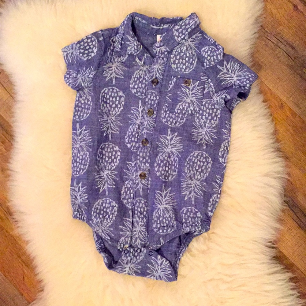 Hawaiian pineapple chambray romper